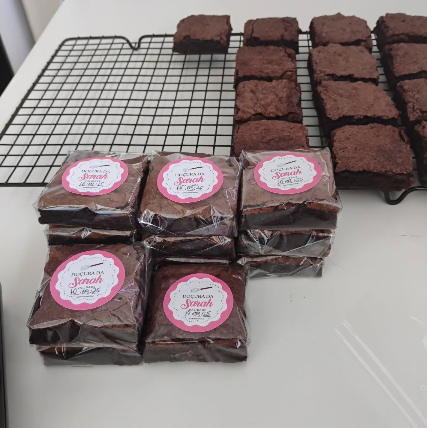 Mini brownies embalados