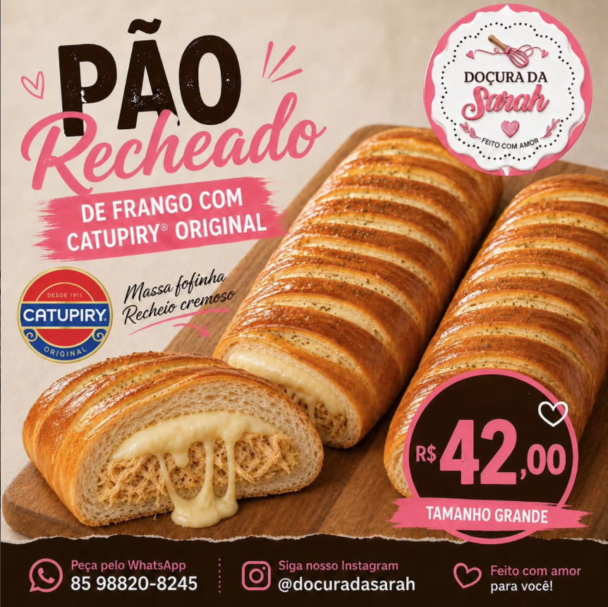 Oferta de pão recheado de frango com Catupiry