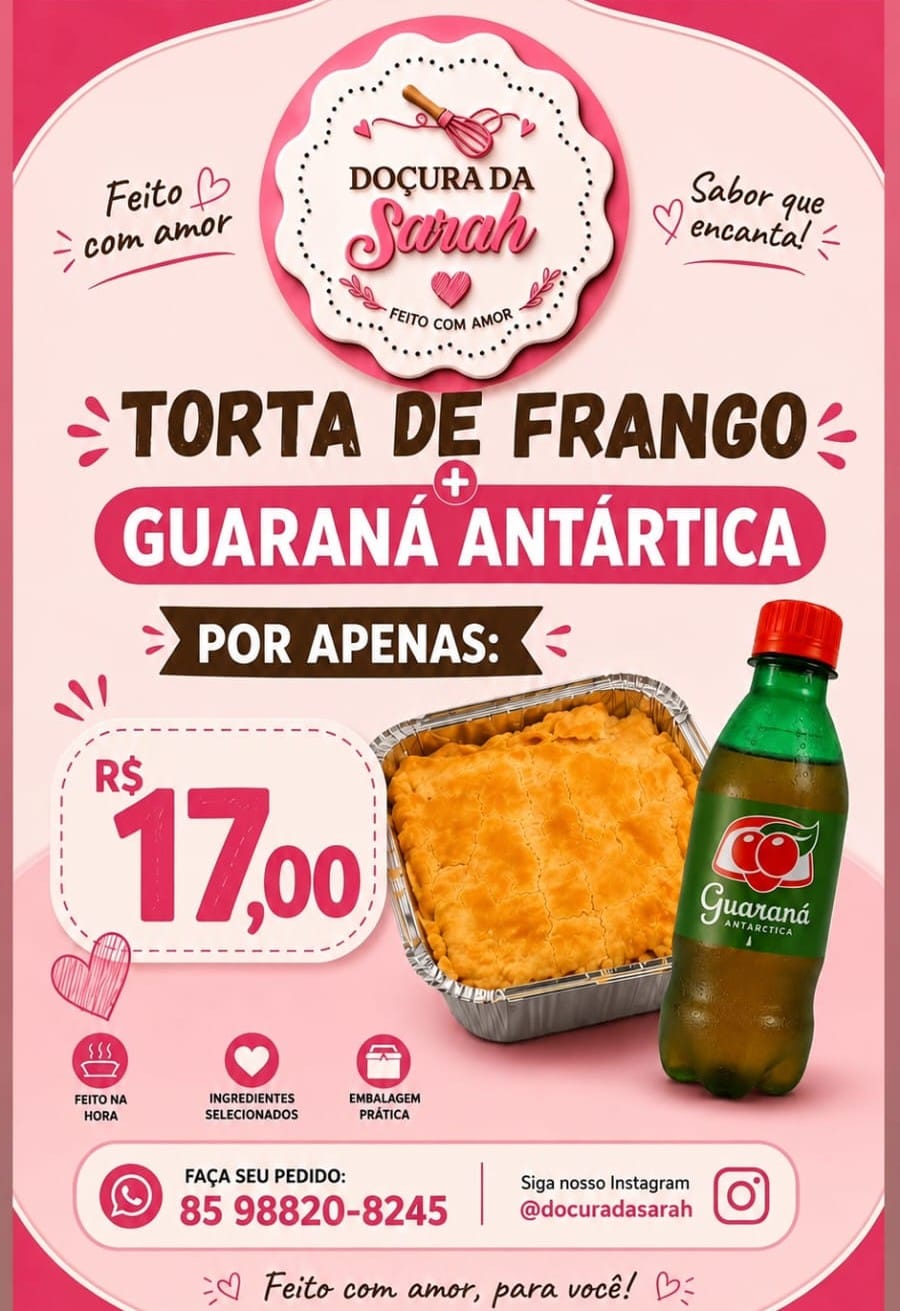 Oferta de torta de frango com Guaraná